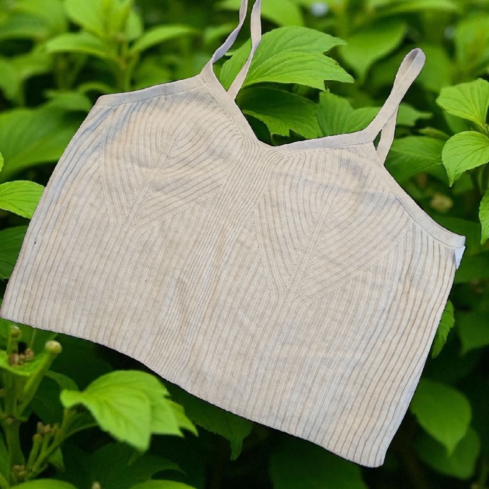 Auden Women's Oat Cream Ribbed Sweater Camisole Top Size 2X